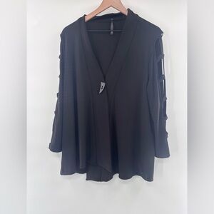 Elegant Black Women's Asymmetrical Jacket by IC by Connie K Size XL